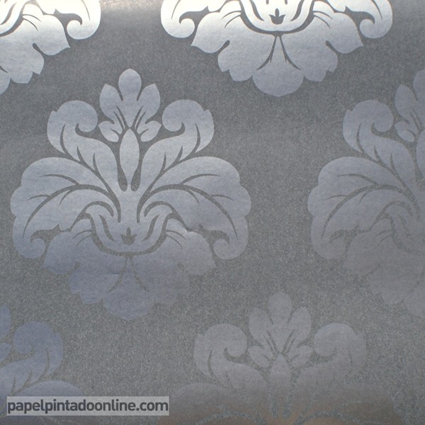 Papel de parede Medalhão em verdete e prata ref. 11504