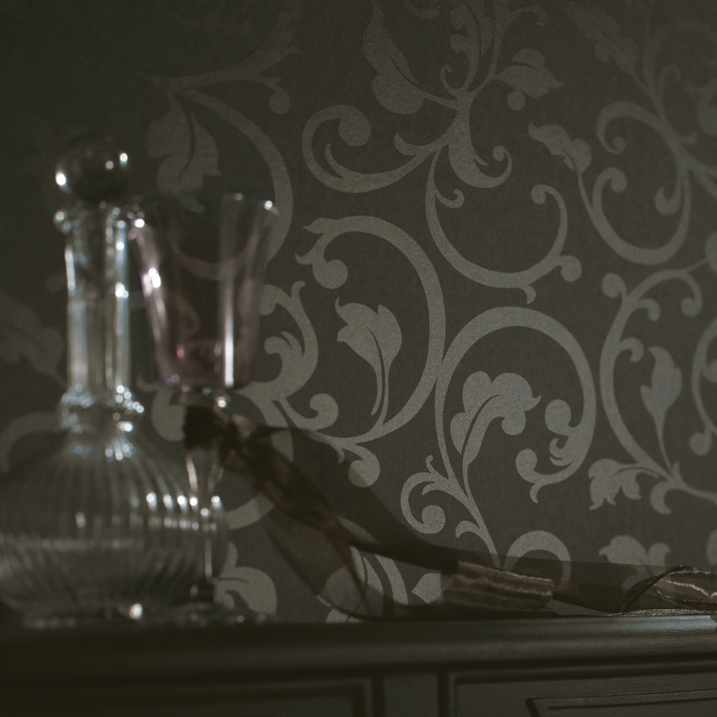 Papel de parede floral preto VLY_2166_92_35