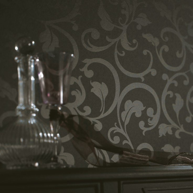 Papel de parede floral preto VLY_2166_92_35