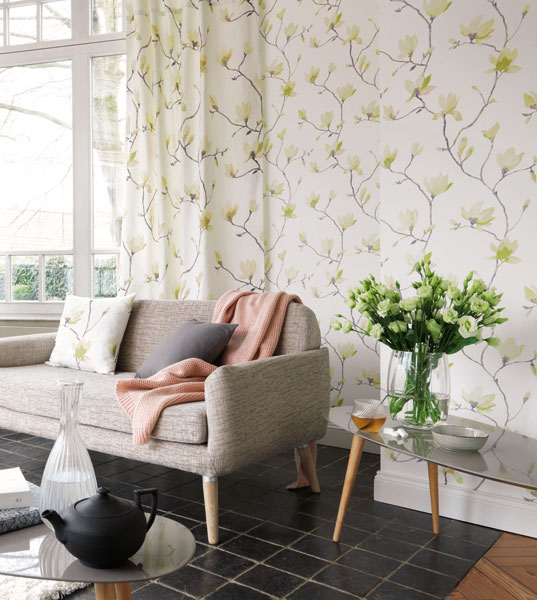 Papel de parede flores e ramos coleção florescence