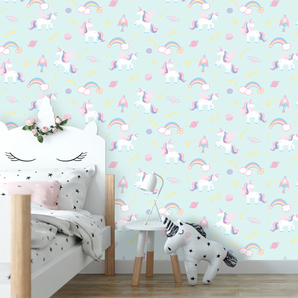 Papel de parede Over the rainbow unicornios
