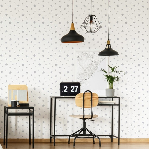 papel de parede de estrelas xinza com fundo branco