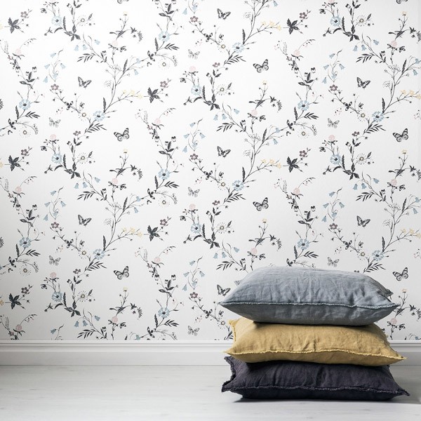 papel de parede borboletas de Unelmia fundo branco
