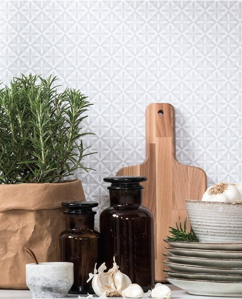 papel de parede Unelmia flores pequenas geométricas