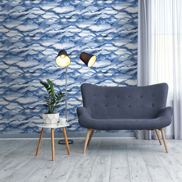 papel de parede elements montanhas com detalhes metalizados