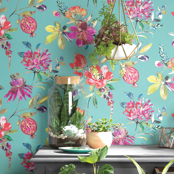 papel de parede flores e frutas