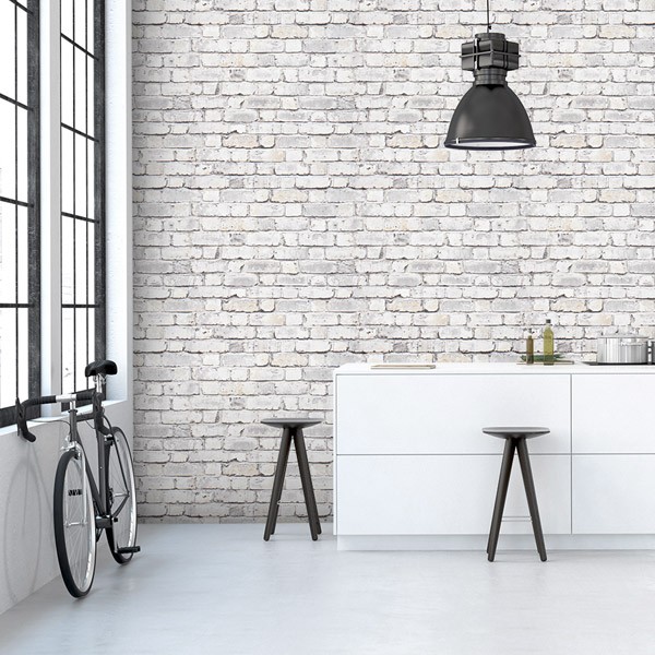 Papel de parede tijolo branco 