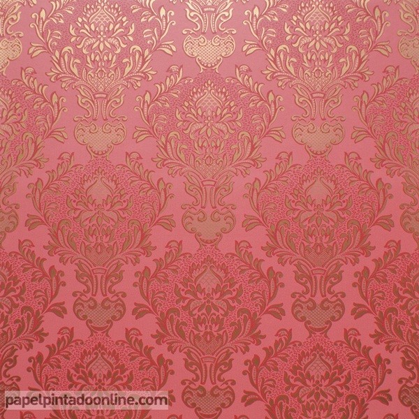 papel de parede vermelho com medalhões Vintage