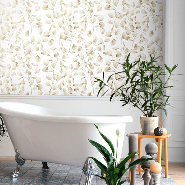 Papel de parede folhas pequenas douradas