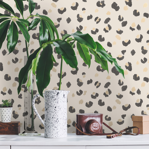 papel de parede creme animal print