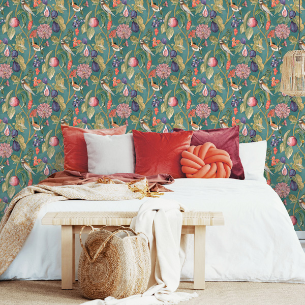 papel de parede folhas e flores coleção utopia