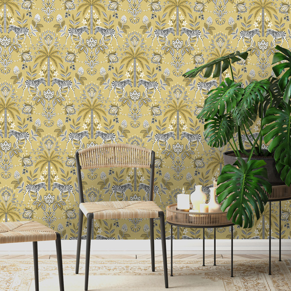 papel de parede damasco natureza