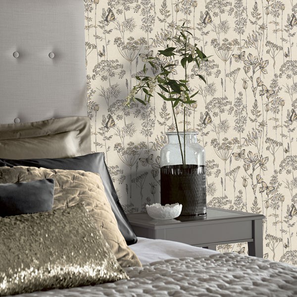 papel de parede borboleta e flores