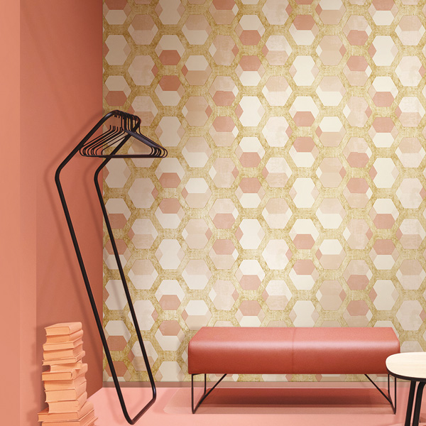 papel de parede vinílico hexágonos