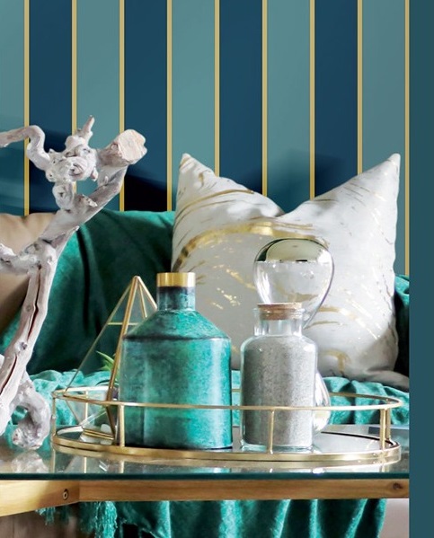 Papel de parede vinílio riscas azuis