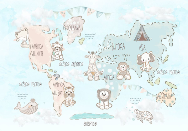 mural infantil mapa mundi personalizado